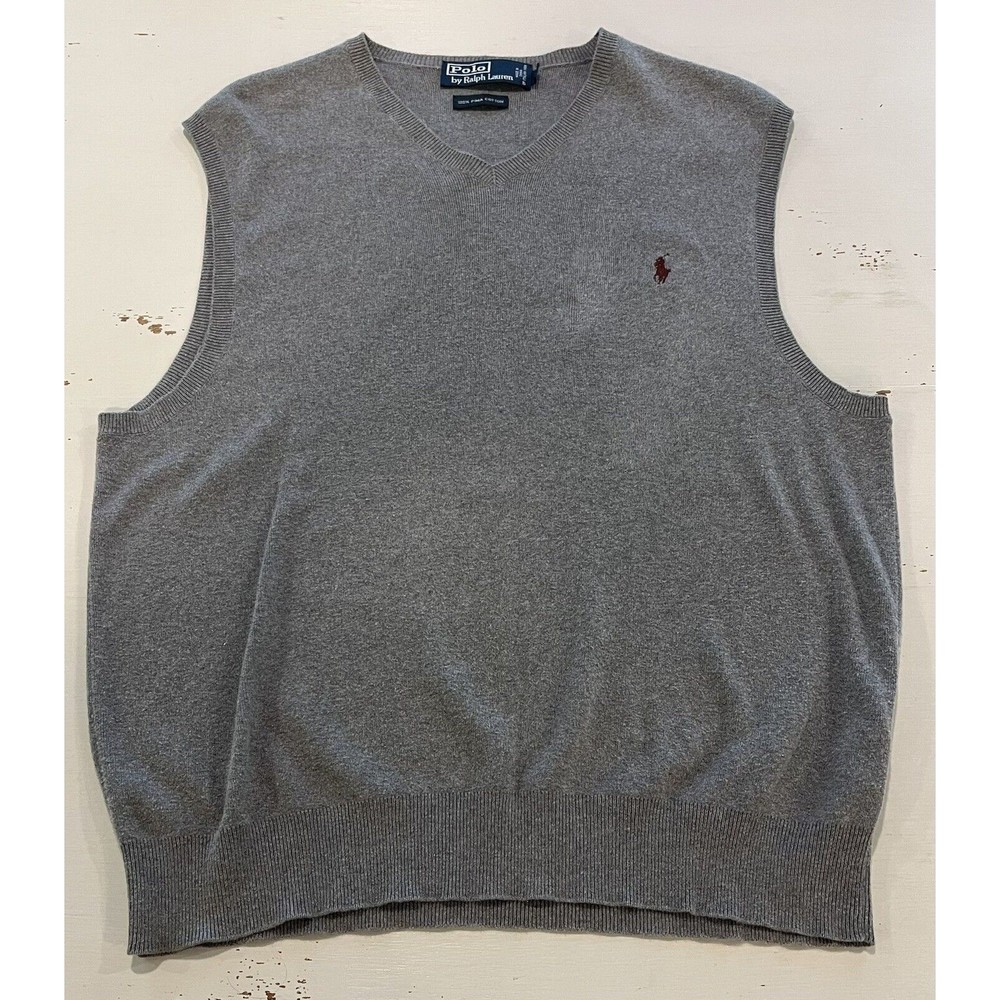 Polo Ralph Lauren Pima Cotton V Neck Sleeveless Sweater Vest Size L  Mens Golf